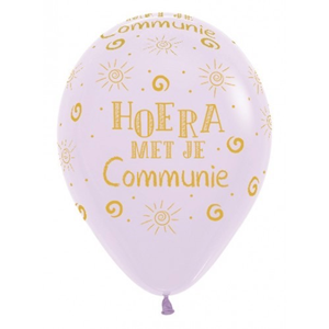 Hoera met je communie pastel lila