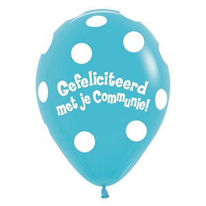 Gefeliciteerd met je communie polka dots blauw