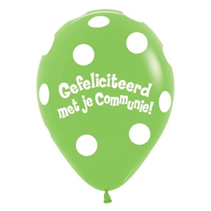 Gefeliciteerd met je communie polka dots groen