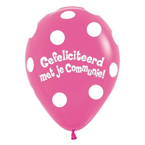 Gefeliciteerd met je communie polka dots roos