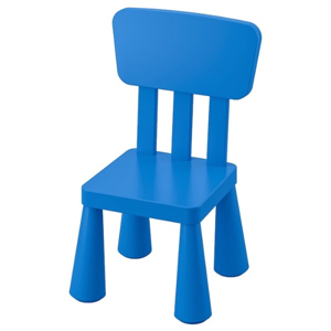 Junior pvc stoeltje blauw/geel/roos/rood