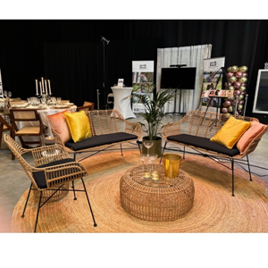 Palm lounge set met jute tapijt