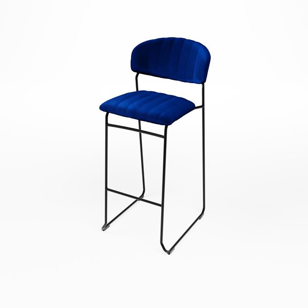 Barkruk velvet blauw