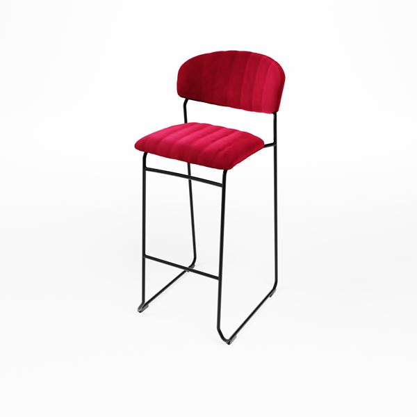 Barkruk velvet rood