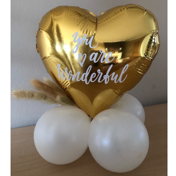 Gepersonaliseerd hartje 9 inch op ballonnen met droogbloemen